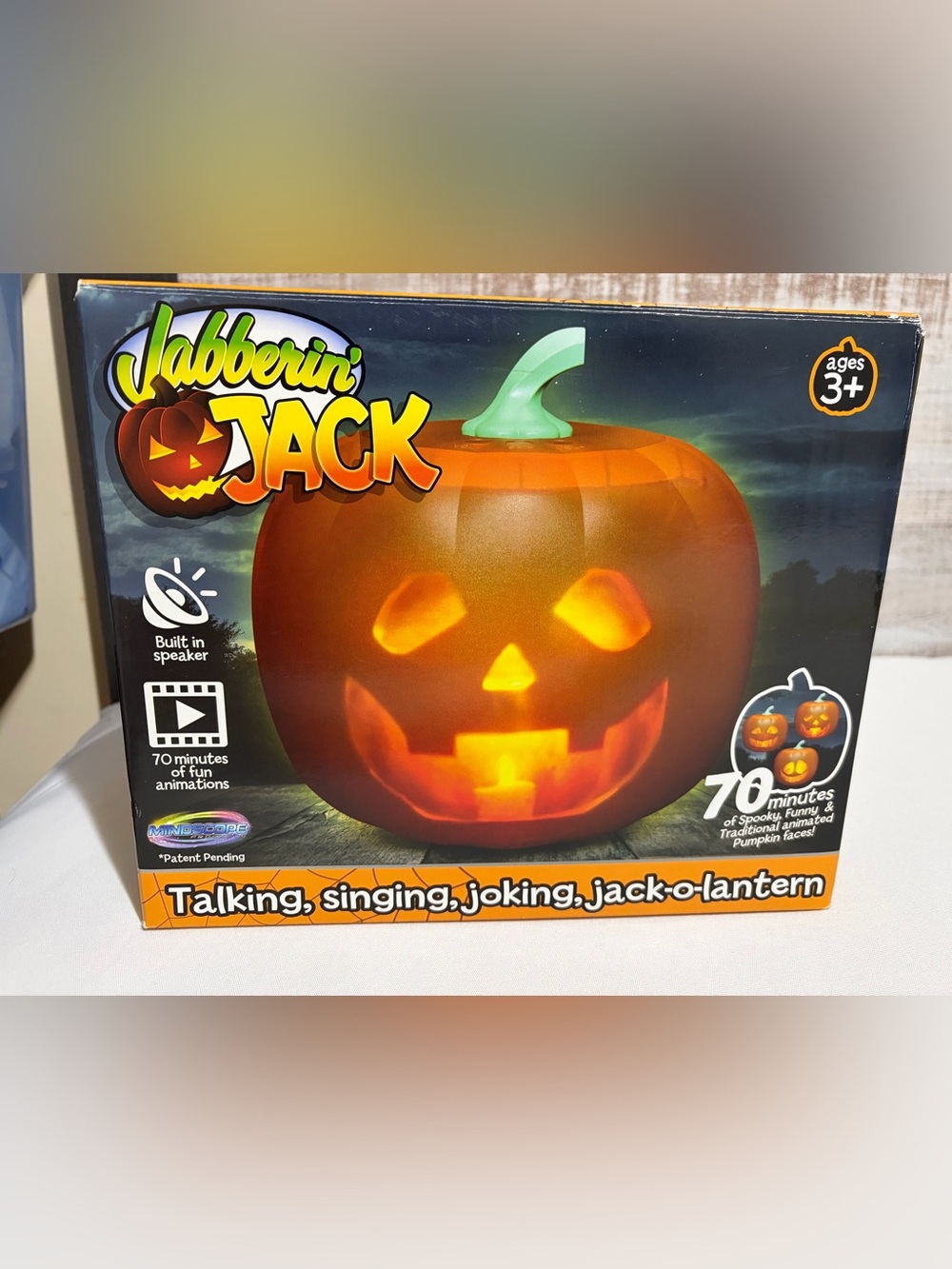 2021 Jabberin Jack Animat3D Talking Singing Animated Halloween Pumpkin Box